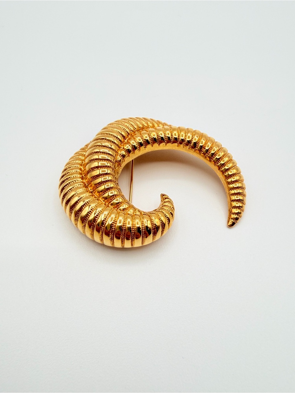 Vintage Monet Gold Tone Spiral Swirl Statement Brooch Pin